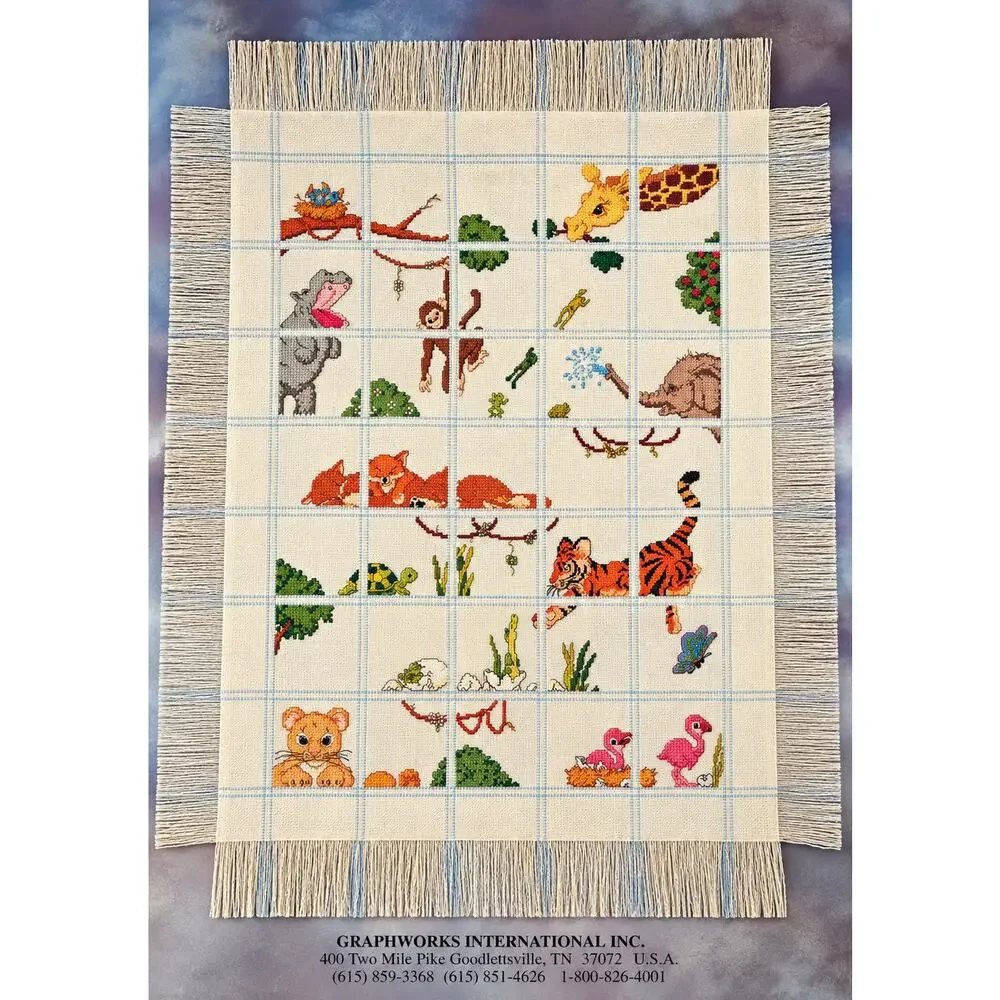 GRAPHWORKS INTERNATIONAL AFGHAN SAFARI II PATTERN BOOK 1992 Cross Stitch Animal